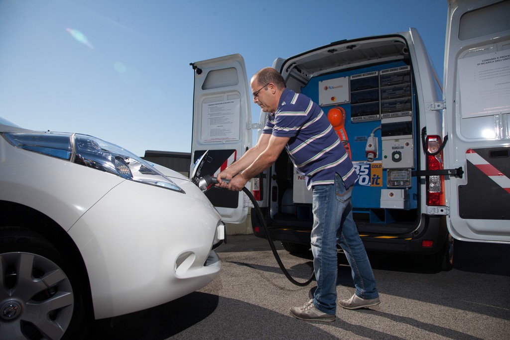 Mobile Ladestation für Elektrotaxi in Rom
