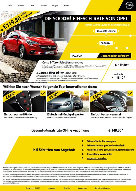 Opel Leasing ohne Anzahlung