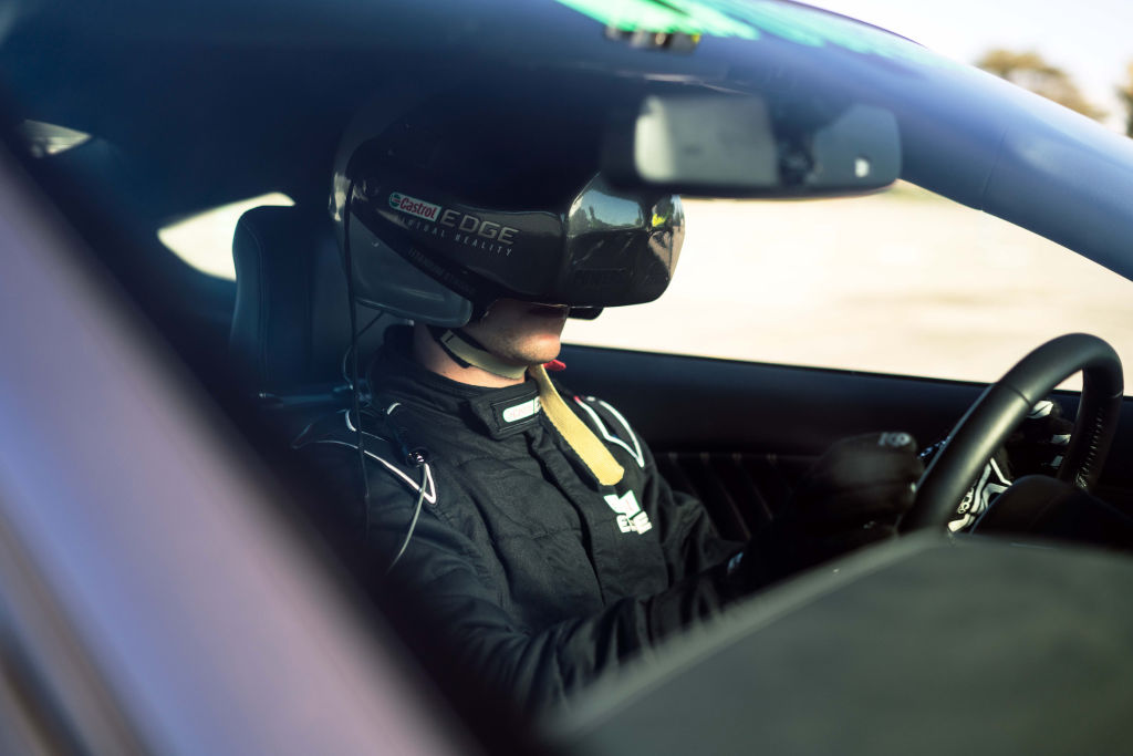 Matt Powers behind the wheel in his Oculus Rift headset