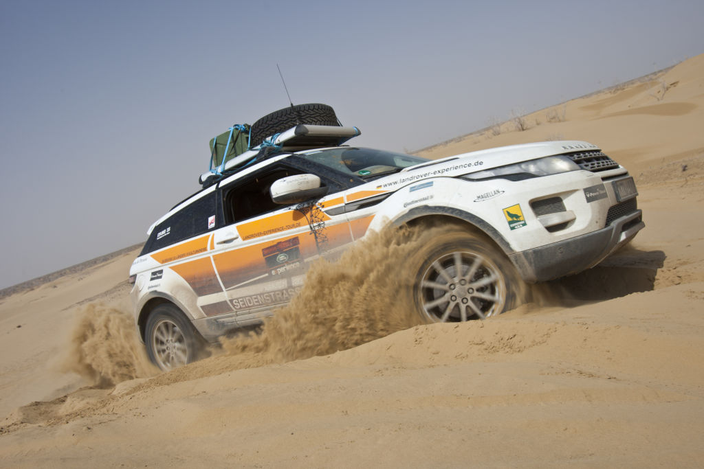 Range Rover Evoque bei der Vorauserkundung der Land Rover Experience Tour 2013. Range Rover Evoque bei der Vorauserkundung der Land Rover Experience Tour 2013