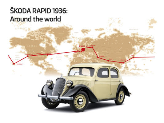 Břetislav Jan Procházka und Jindřich Kubias fuhren 1936 mit einem Skoda Rapid um die Welt