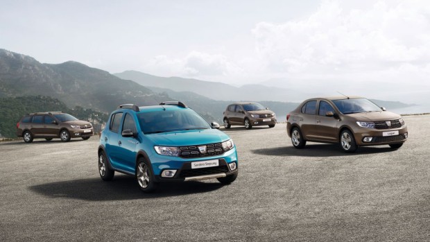 Dacia Logan MCV, Sandero Stepway, Sandero und Logan (v.l.).