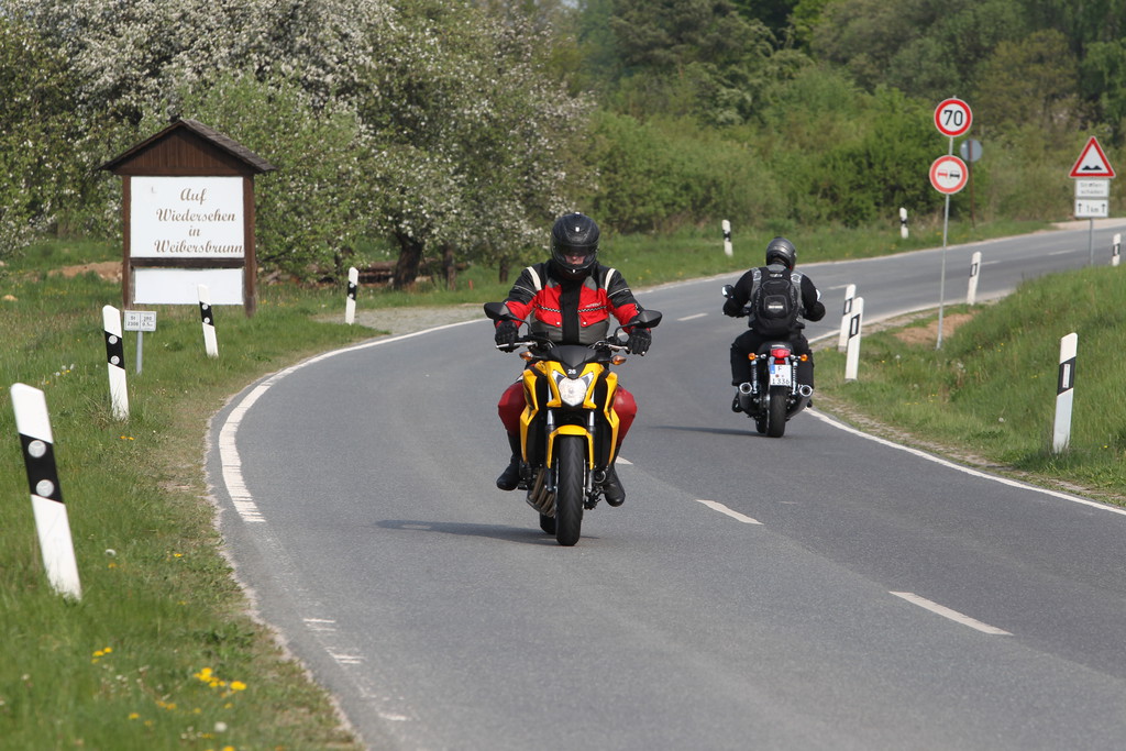 Motorradfahrer.