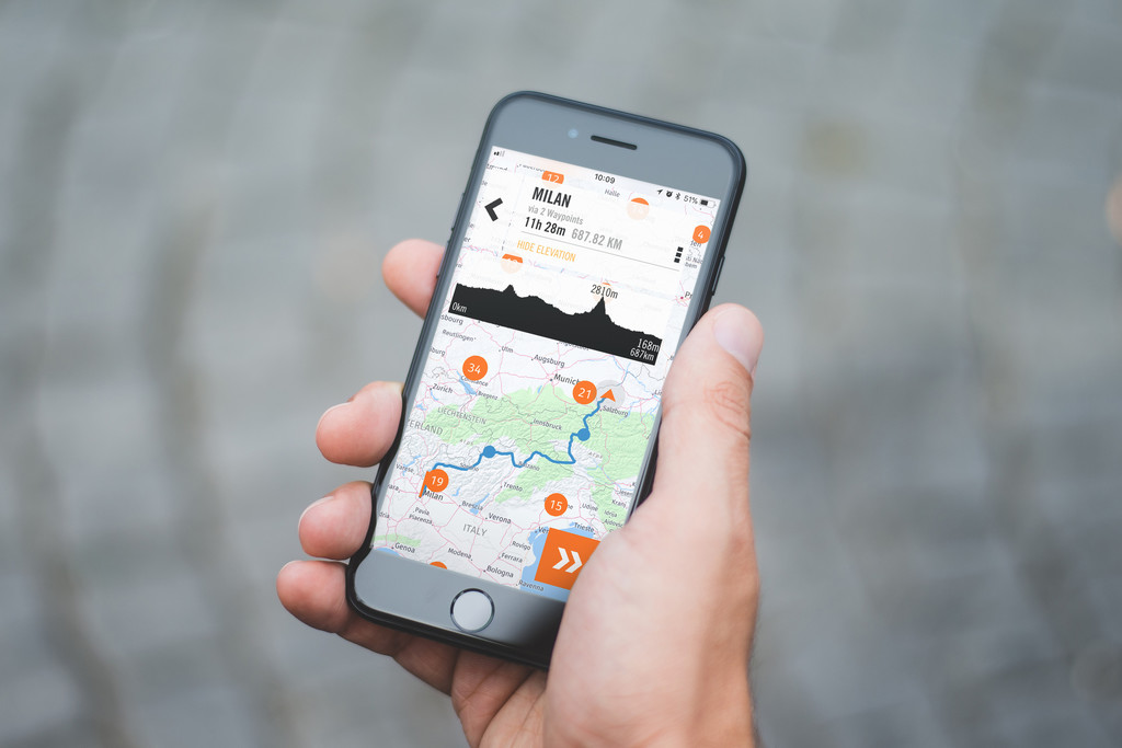 My-Ride-App von KTM mit Navigationsfunktion.